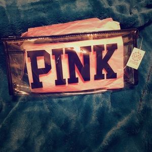 Clear Plastic Zip Makeup Bag PINK by VS